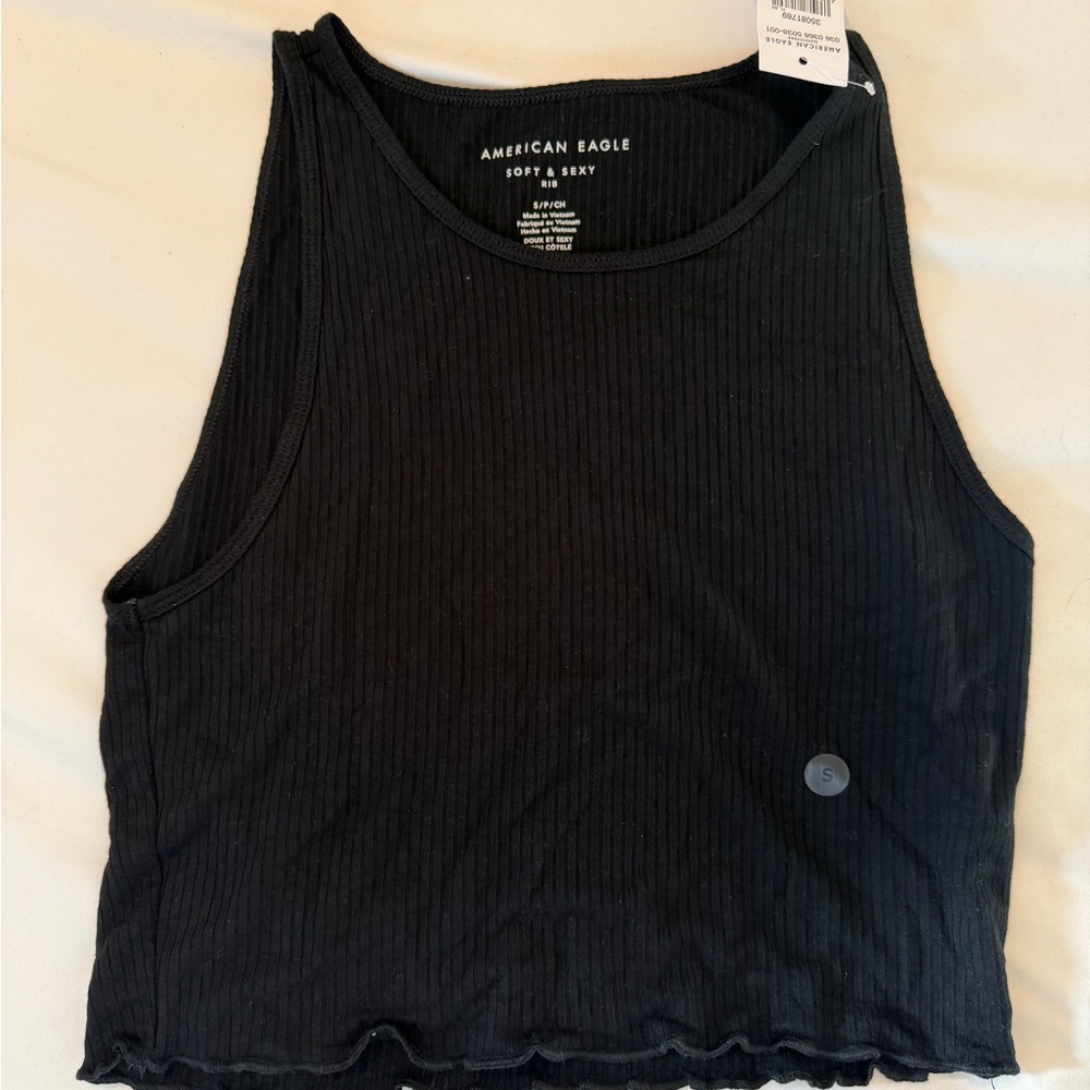 American Eagle Outfitters Black Sleeveless Crop Top